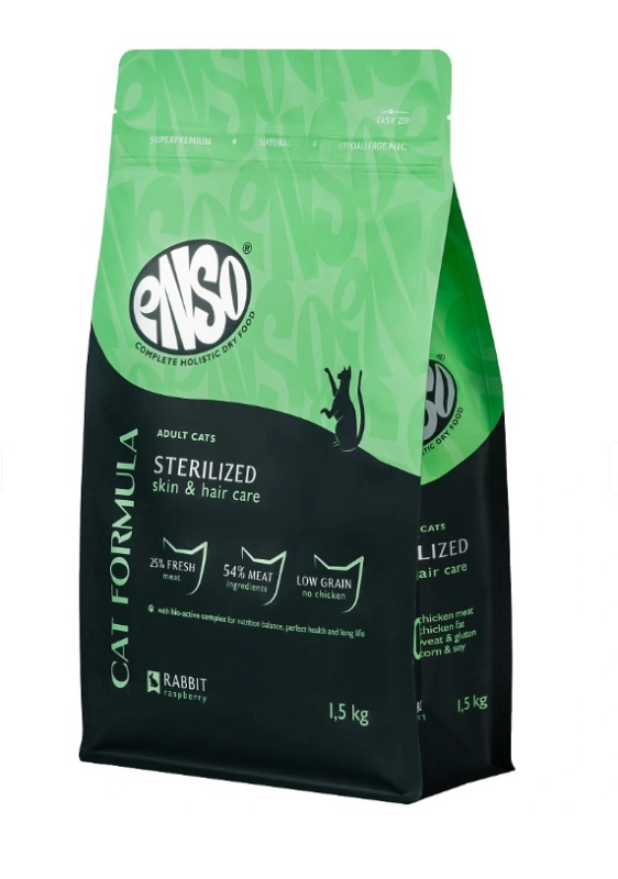 Сухой корм для кошек Enso Cat Formula Sterilized Adult Cat (кролик, малина)