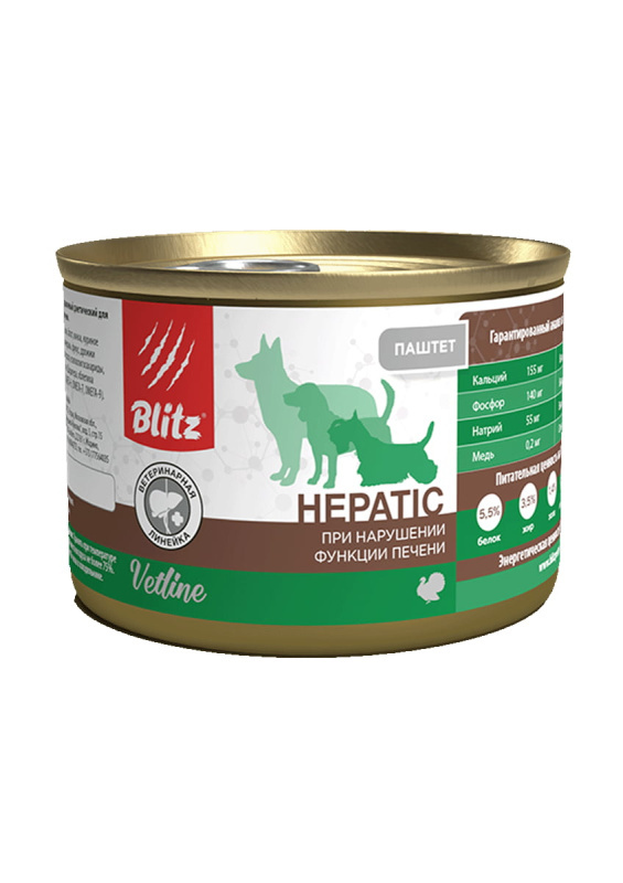 Консервы для собак BLITZ Dog Vetline Hepatic (индейка)