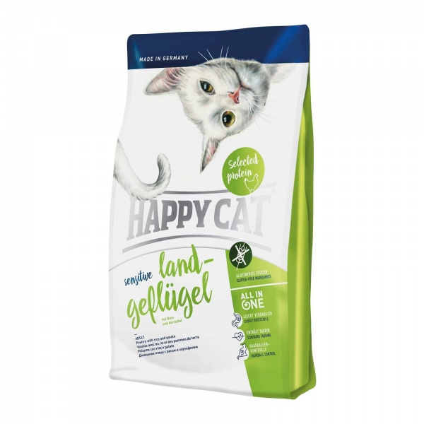 Сухой корм для кошек Happy Cat Sensitive Land-Geflugen (домашняя птица)