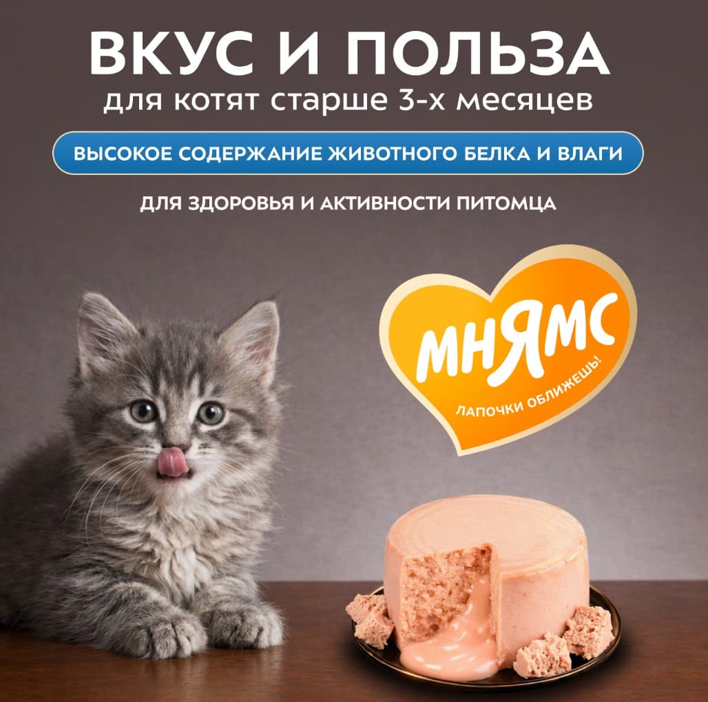 Влажный корм для котят Мнямс Деликатес Фондан Kitten (курица, козье молоко)