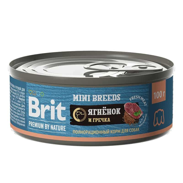 Полнорационный влажный корм для собак  Brit Premium Dog (ягненок, гречка)
