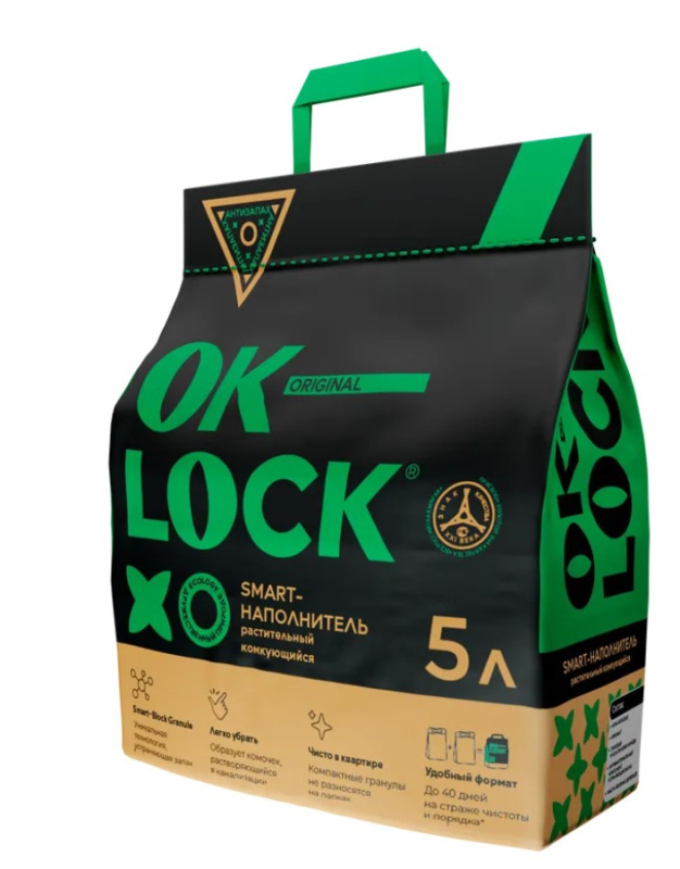 Наполнитель комкующийся растительный Ok-Lock