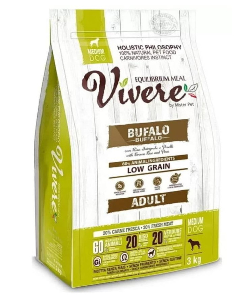 Еда для собак Vivere Dog Adult Medium (буйвол)