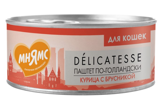 Влажный корм Мнямс Курица с брусникой для кошек "Паштет по-голландски"