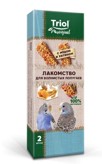 Лакомство для волнистых попугаев с медом и хитином Triol Original уп. 2 шт (50161013)