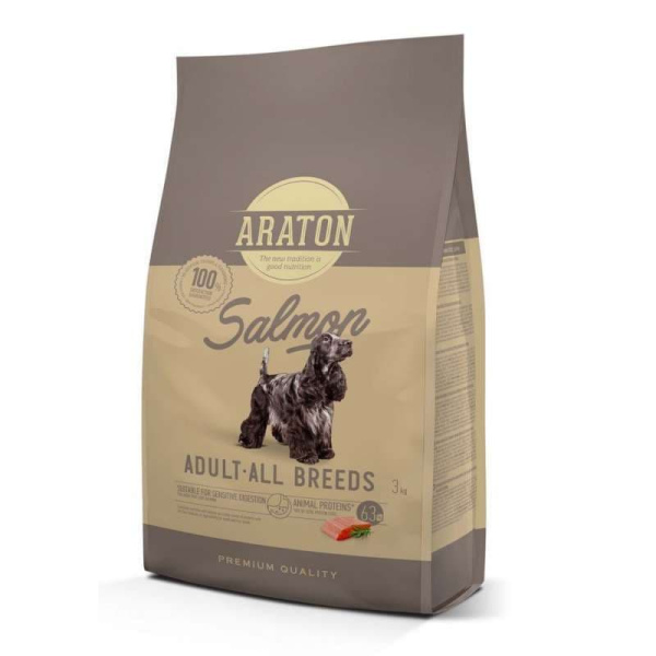 Каталог Сухой корм для собак Araton Adult Salmon & Rice (лосось, рис) для собак