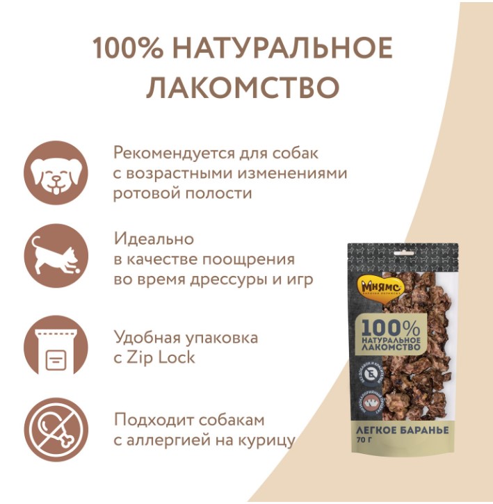 Мнямс лакомство для собак Легкое баранье