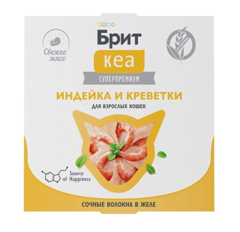 Брит Кеа Влажный корм для кошек индейка и креветки в желе