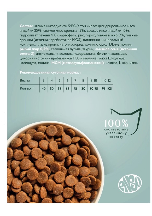 Сухой корм для кошек Enso Cat Formula Sterilized Adult Cat (кролик, малина)